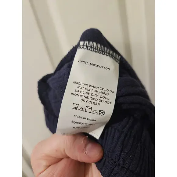 NWT Simple by Suzanne Betro Pants XL Navy Lagenlook Cotton Drawstring Artsy Boho - Picture 7 of 7